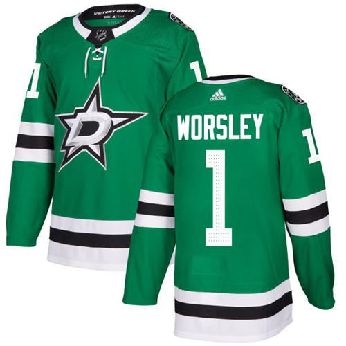 Adidas Men Dallas Stars #1 Gump Worsley Green Home Authentic Stitched NHL Jersey